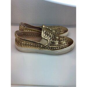 Tory Burch Gold Leather Huarache Slip On Shoe